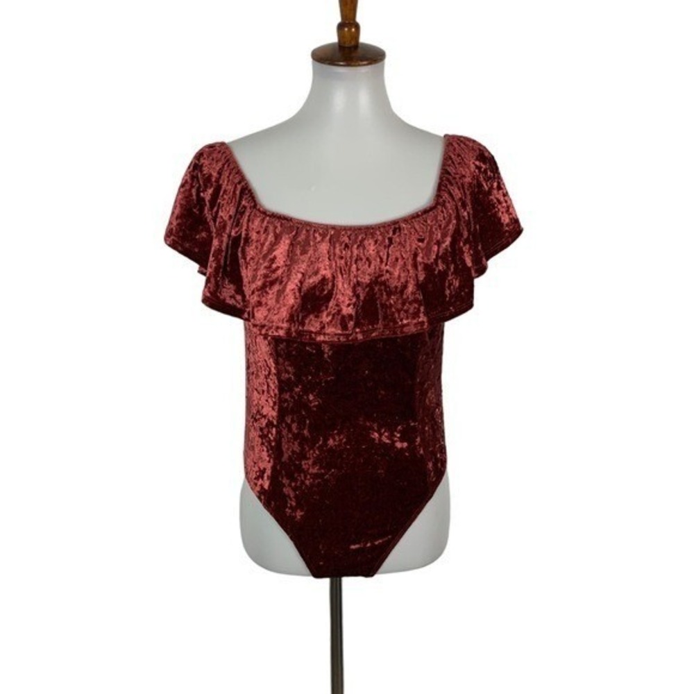 Band Of Gypsies Bodysuit Medium Red Off Shoulder Boho‎ Festival Sexy